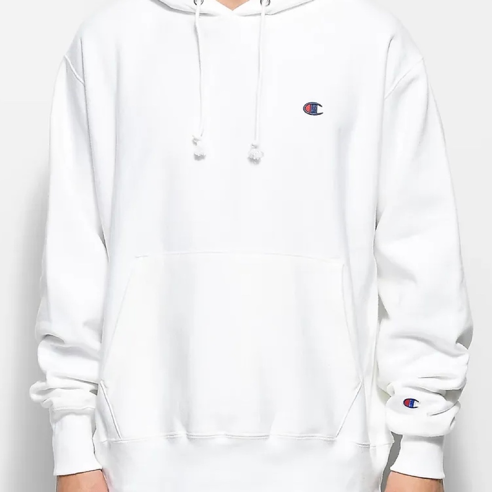 Champion Reverse Weave Fleece Hoodie White Medium M Pullover Sweatshirt